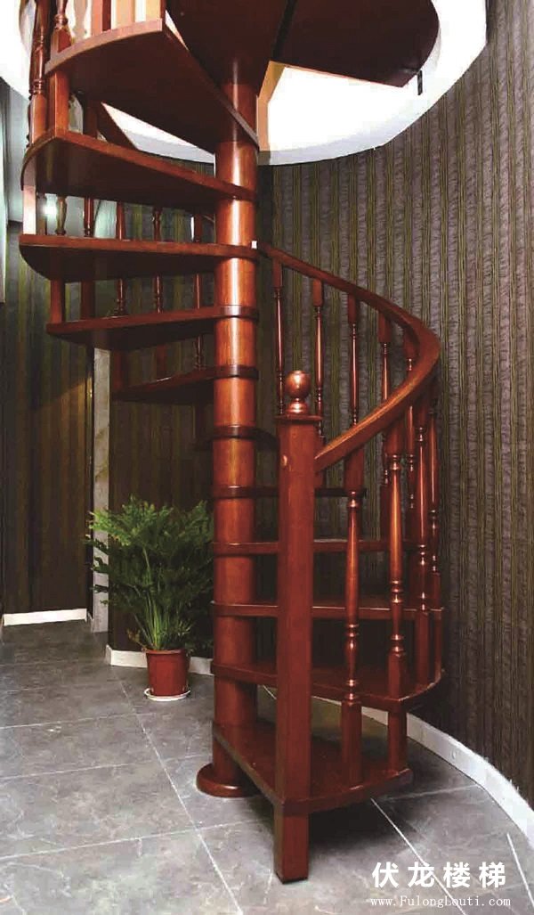 【产品7】实木整体旋转楼梯-复式阁楼楼梯(图1)