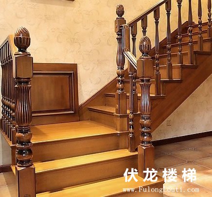 【产品25】红木整体楼梯_实木楼梯扶手(图1)