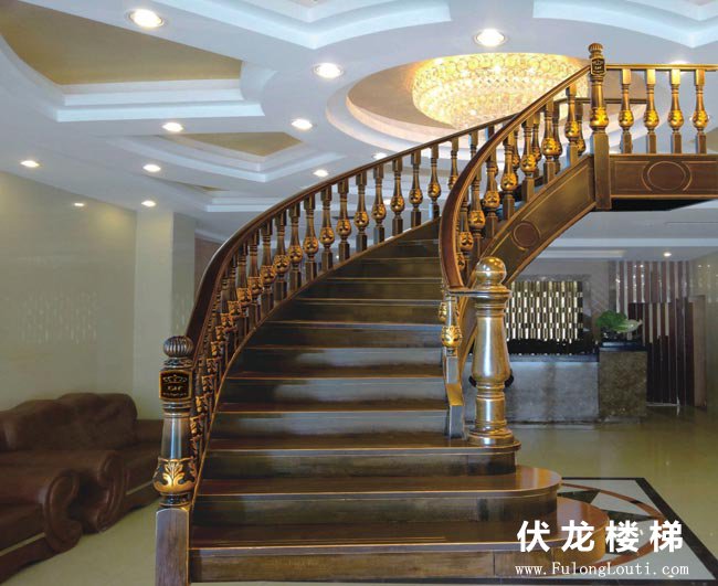 【产品7】弧形楼梯扶手-实木整体楼梯(图1)